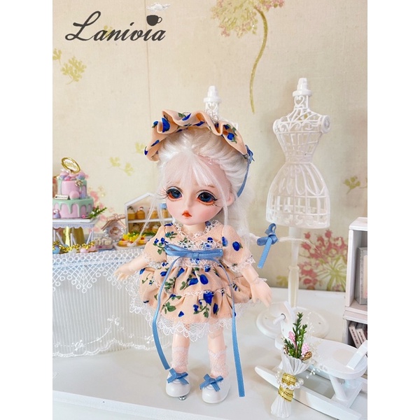 Set đầm ren hoa xanh