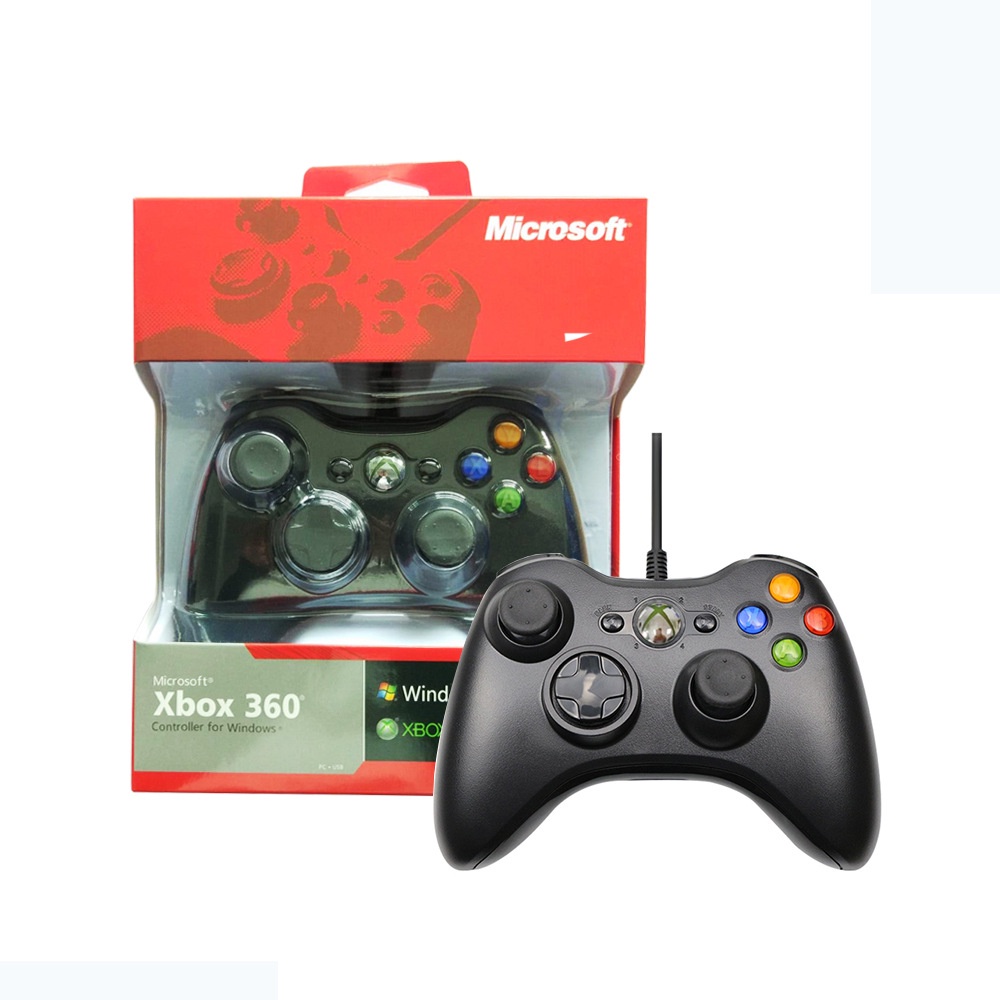 Tay cầm Chơi Game Microsoft Xbox 360 Full box Có Rung - Tay Cầm Có Dây Dùng Cho PC, Laptop chơi full skil
