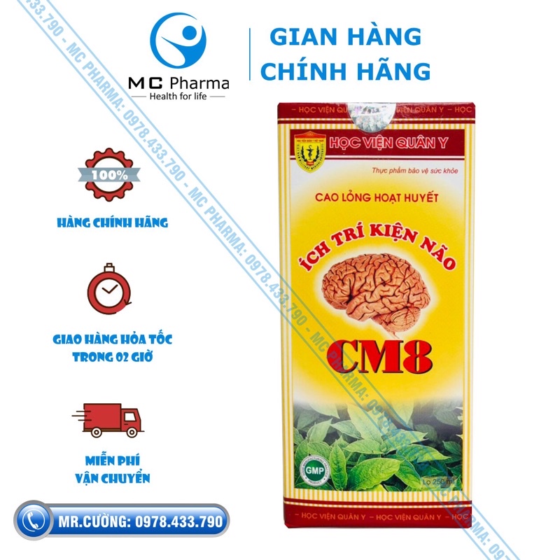 {Chính Hãng} Ích trí kiện não CM8 Học viện quân y {Giúp giảm đau đầu, hoa mắt, chóng mặt, suy giảm trí nhớ}