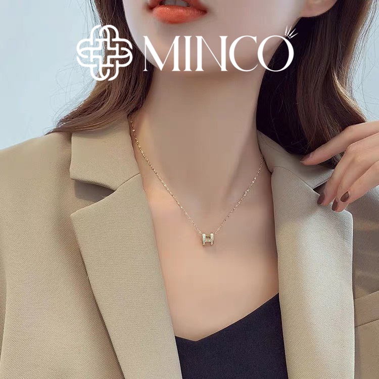 Dây chuyền nữ Minco Accessories đính đá chữ H thời trang phong cách Hàn Quốc DT61