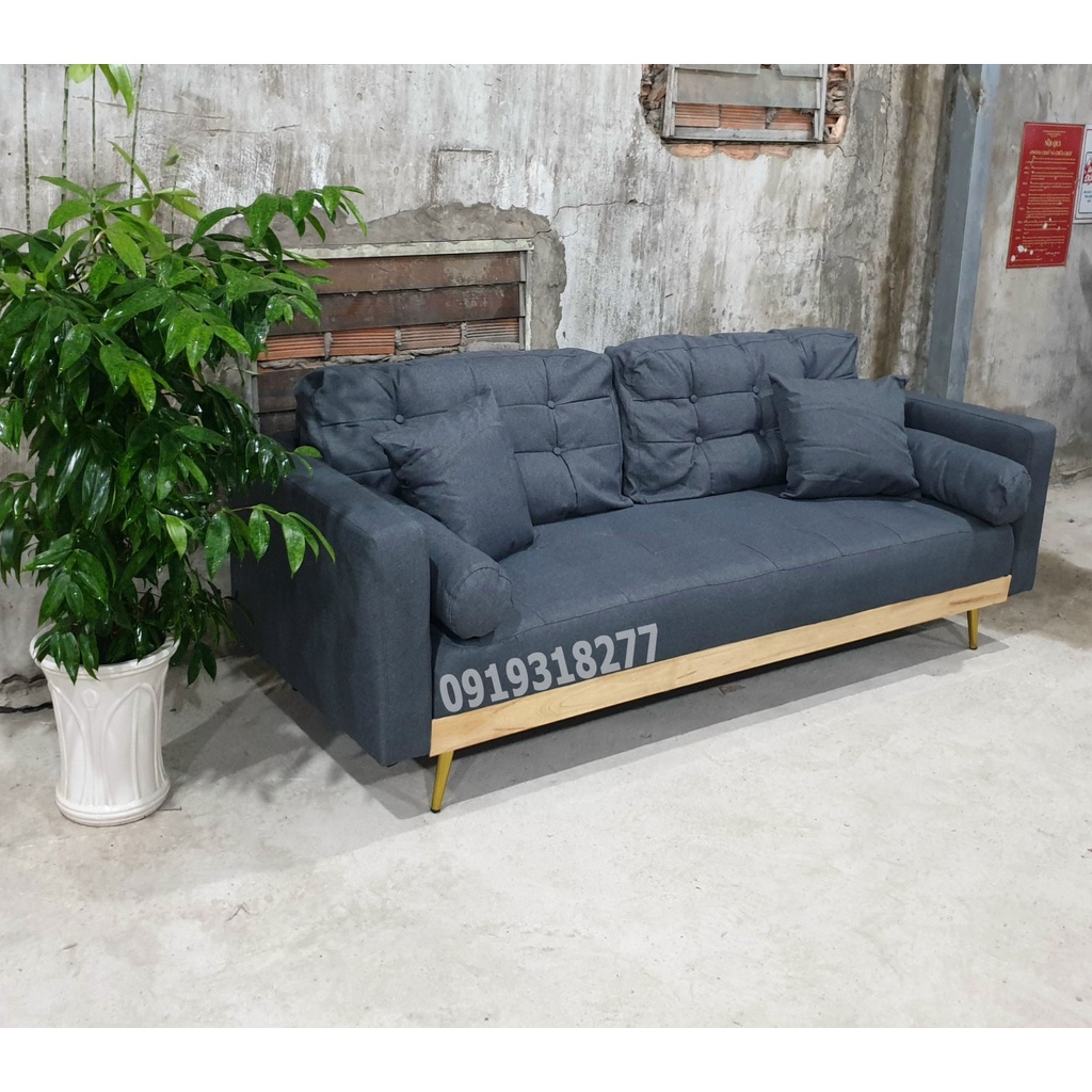 Bộ Sofa Dài 1m84 Màu Xám Vải Bố - Hàng Thùng Xuất Khẩu Hàng Lắp Ráp