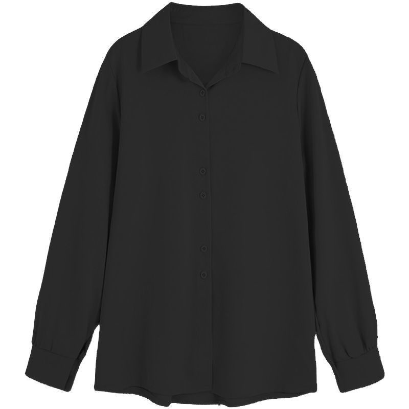 Áo Sơ Mi Đen Tay Dài Dáng Rộng Phong Cách Phương Tây Thời Trang Mùa Xuân Cho Nữ