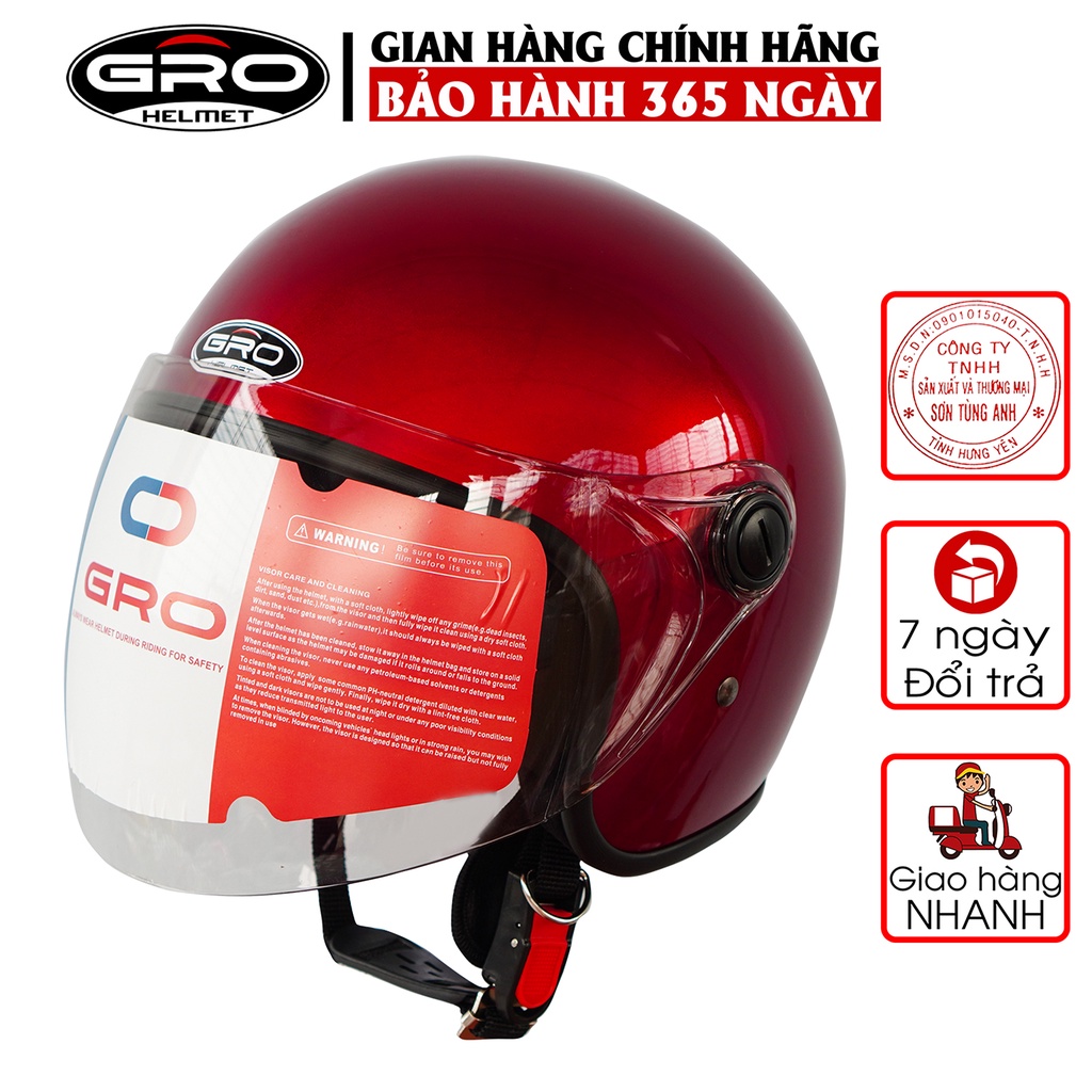 Mũ Bảo Hiểm Gro 3/4 đầu T818 có kính dài che cả mặt, kiểu dáng thời trang cho nữ, khóa kim loại chắc chắn - Nhiều Màu