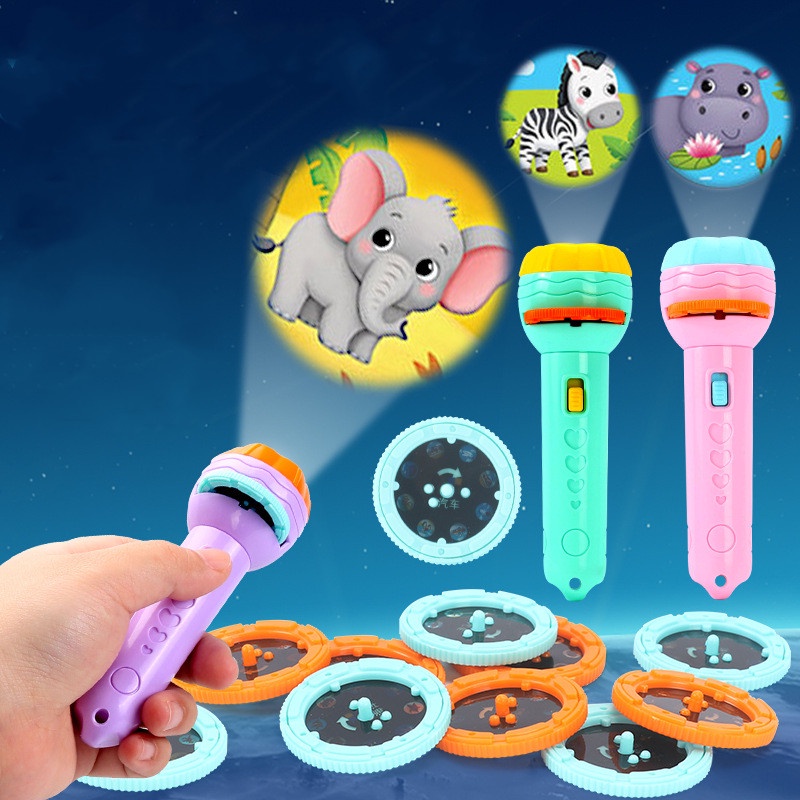 FAST SHIPPING Baby Sleeping Story Book Flashlight Projector Torch Lamp Toy Early Education Toy for Kid Holiday Birthday Xmas Gift Random Color Light Up Toy [auum1]