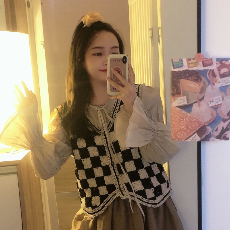 Áo Len Dệt Kim Không Tay Thiết Kế Đơn Giản Dễ Phối Đồ