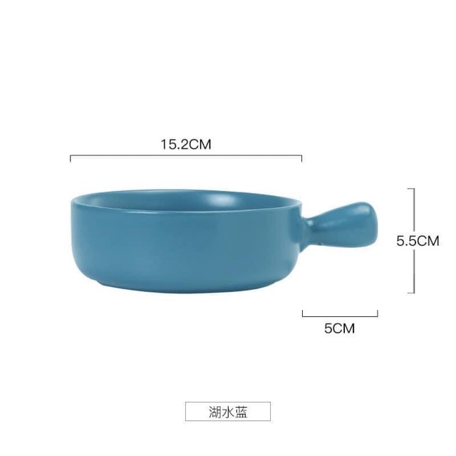 (Sẵn) Thố sứ nướng có tay cầm - Hàng sứ men đẹp Size 15cm