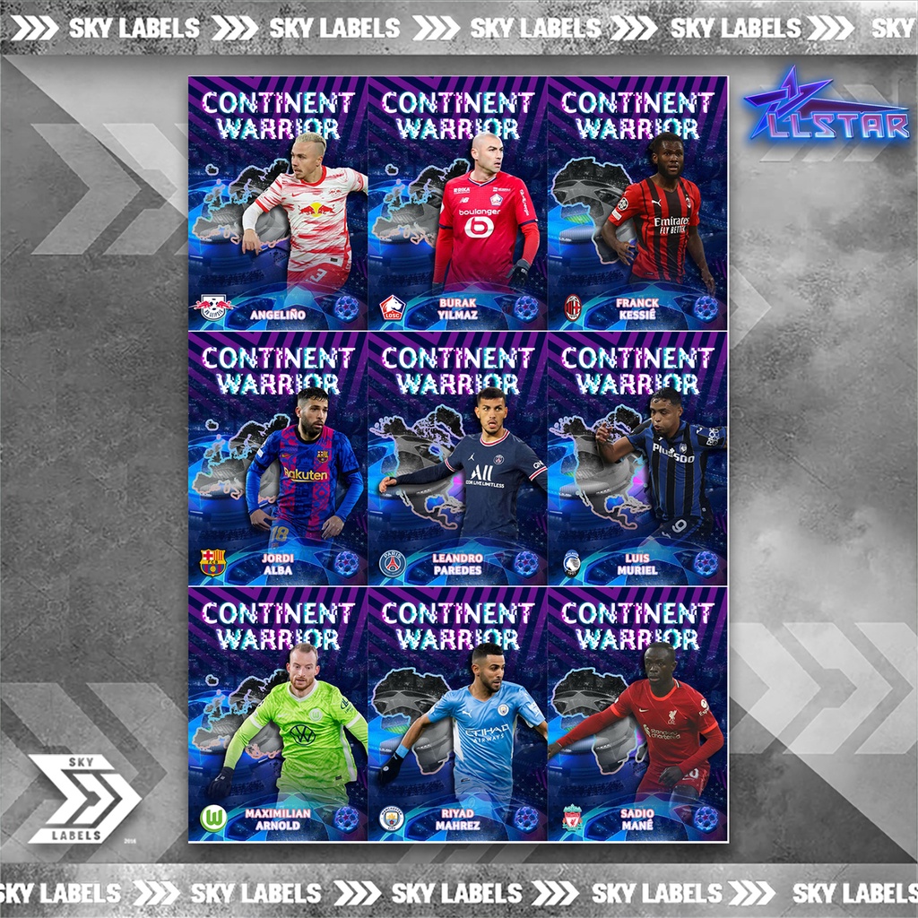 Thẻ SKY UCL CONTINENT WARRIOR | Mahrez, Jordi Alba, Sadio Mane, Arnold, Paredes, Luis Muriel, Kessie, Yilmez, Angelino