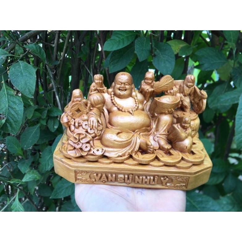 [GIA RE] Tượng phật di lặc để xe ô tô gỗ bách