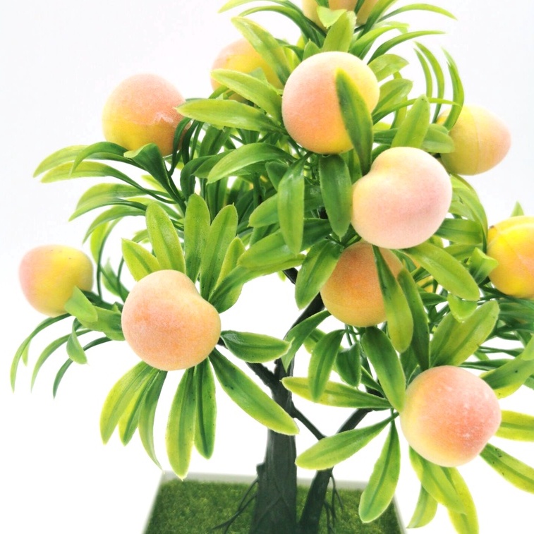 Chậu cây đào cây cherry mô phỏng bằng nhựa trang trí nhà cửa phòng khách