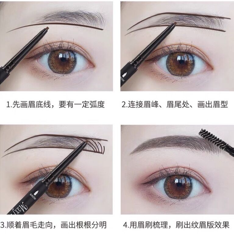 Chì Kẻ Mày maxfine 2 Đầu Double Effect không Thấm Nước 6 màu nâu