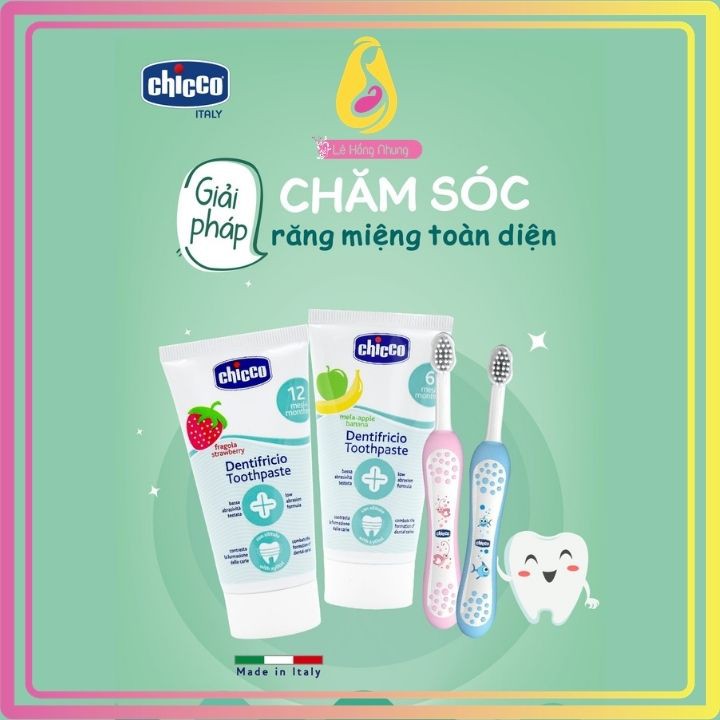 Kem đánh răng cho bé từ 6 tháng tuổi, nuốt được - Chicco