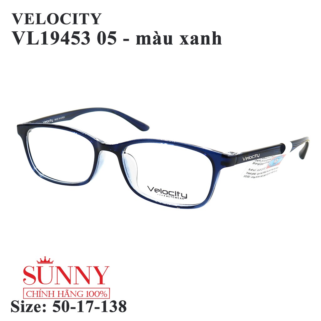 VL19453 nhiều màu - Gọng kính Velocity chính hãng, sp từ chất liệu nhựa dẻo, mang cực nhẹ