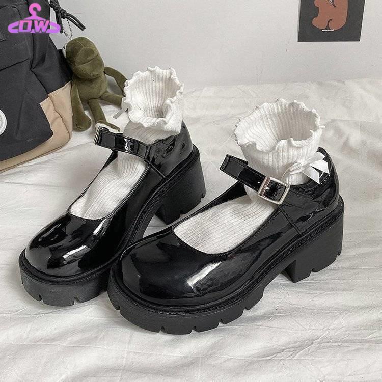 Giày lolita đê cao Giày Da Đế Dày Phong Cách lolita Nhật Bản Mới 2021