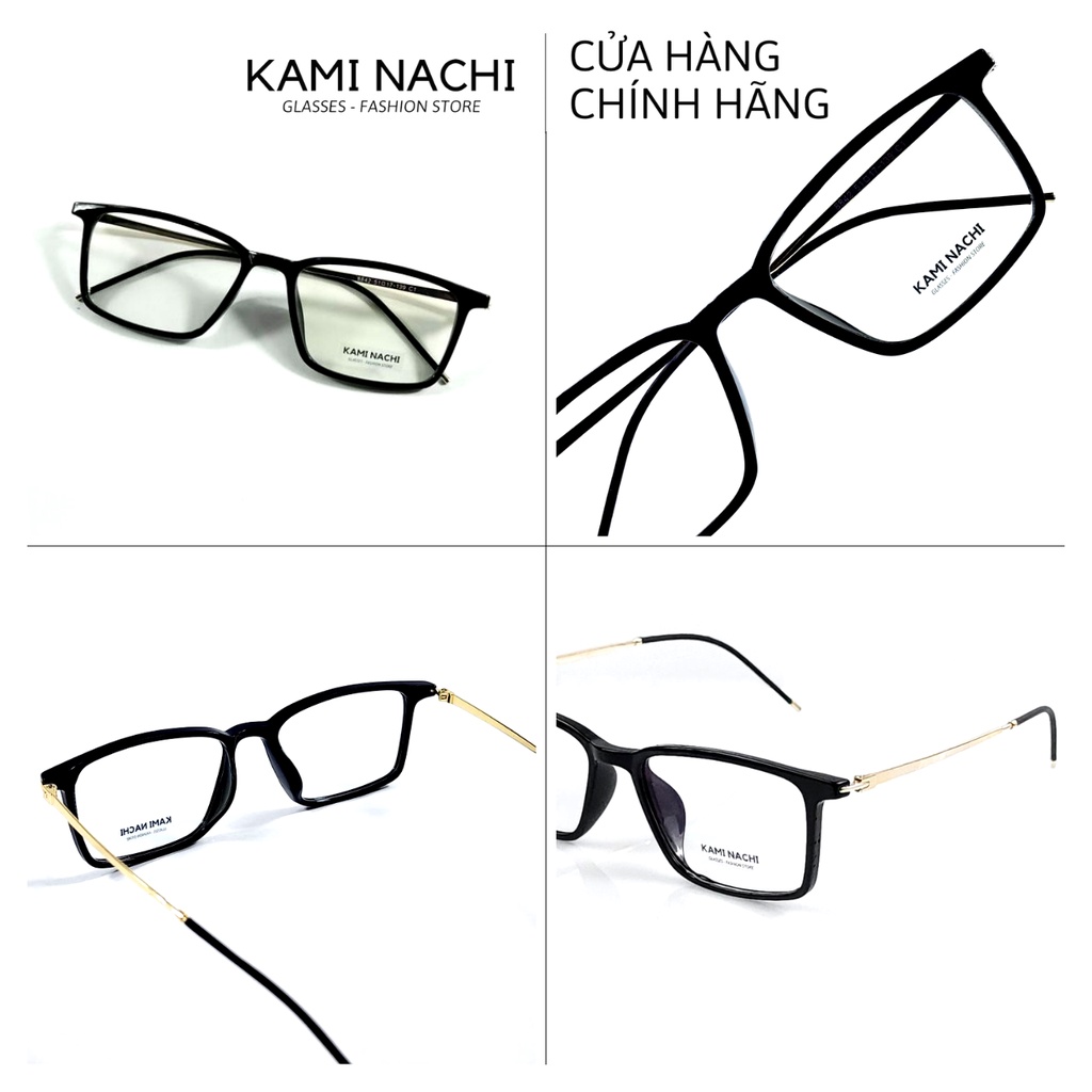 Gọng kính nhựa phối kim loại dáng vuông KAMI NACHI phong cách đơn giản 070197