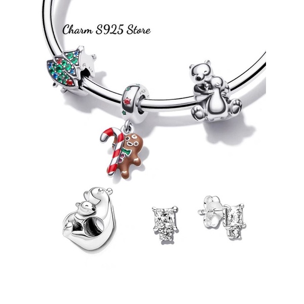 CHARM PAN ALE GẤU BẮC CỰC ÔM CON BẠC S925 HÀNG CAO CẤP