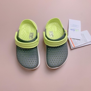 Sục crocs Literide - màu ghi quai cốm