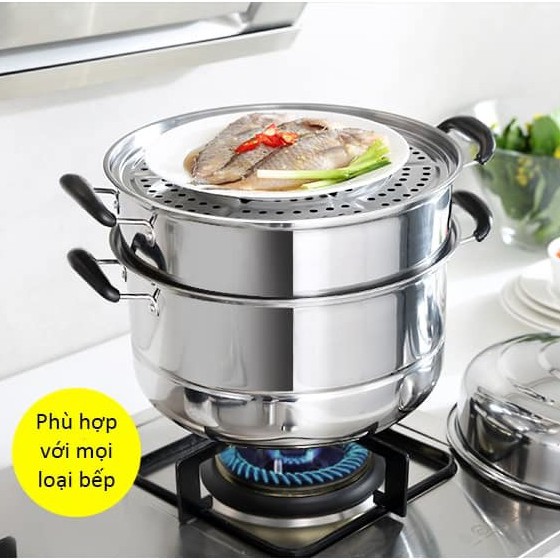 - NỒI HẤP 3 TẦNG INOX CAO CẤP - NỒI HẤP CÁCH THUỶ ĐA NĂNG TIỆN DỤNG CHO MỌI NHÀ BẾP
