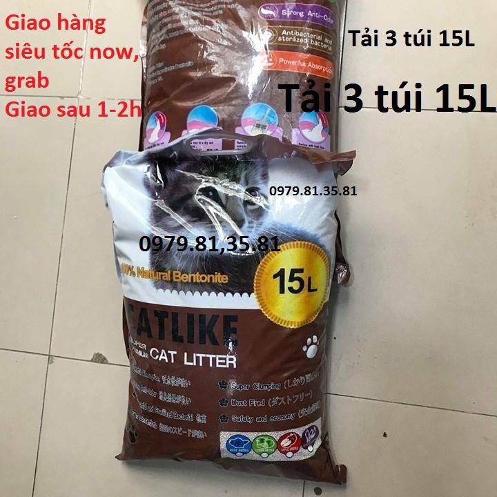 Cát vệ sinh cho mèo Catlike 15L-vón cục nhanh, khử mùi hương cafe hương chanh