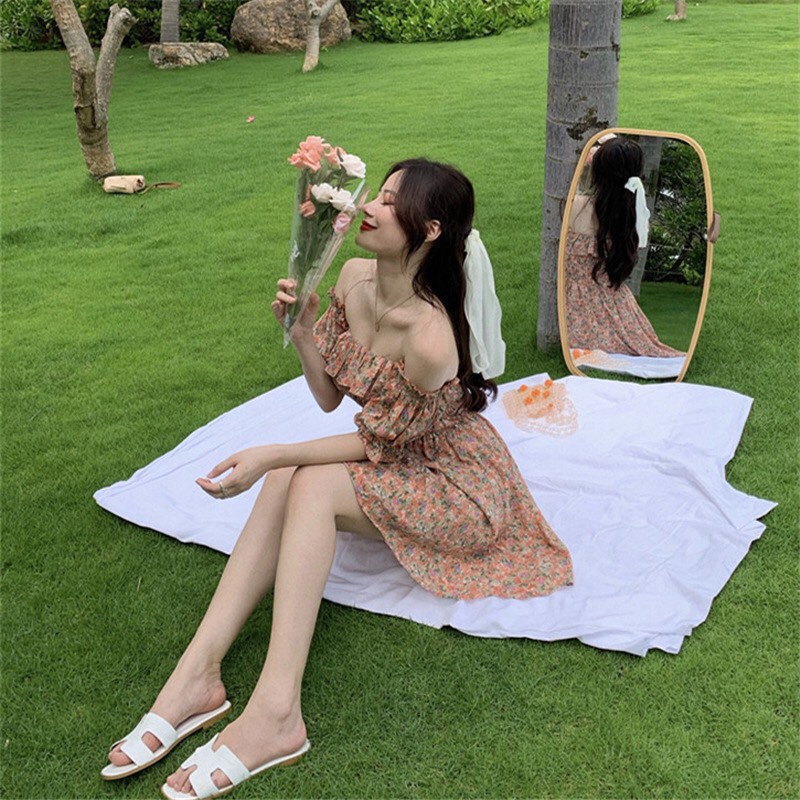 Váy bánh bèo nữ trễ vai,mẫu đầm bánh bèo nữ mặc được 2 kiểu thành váy trễ vai hoặc váy cổ vuông | BigBuy360 - bigbuy360.vn