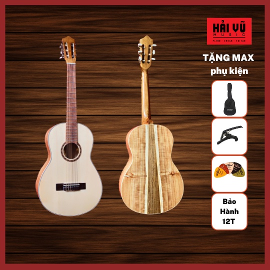 Đàn Guitar Classic mini 3/4 Hải Vũ Music | TY CHỈNH CẦN | chất liệu FULL GỖ Koa Việt Lưng ghép ba CAO CẤP