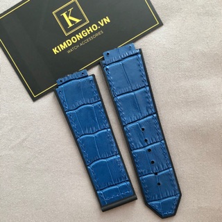 Tặng kèm tovit thay dây - Dây đồng hồ Hublot lót da xanh dương cho đồng hồ case 42 size 19-25-22