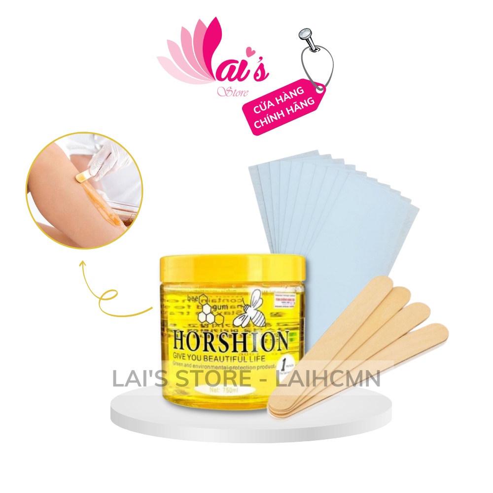 Combo gel và giấy wax lông Horshion 100 tờ tặng que gỗ