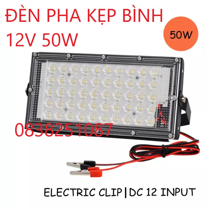 Đèn pha LED kẹp bình ắc quy 12v 50w