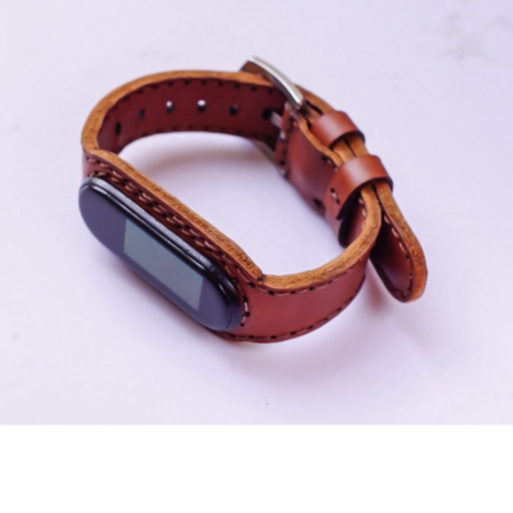 Dây miband da bò thật cao cấp cho miband 3 , miband 4 , miband 5, miband 6 da bò nâu đỏ - RAM Leather