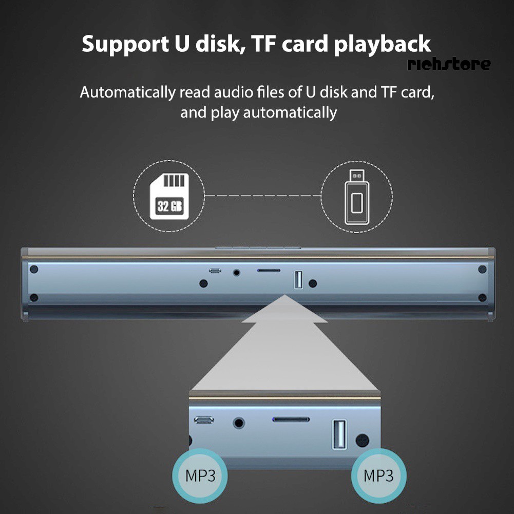 【Ready stock】 Home Theater Long Soundbar FM Radio Subwoofer Stereo Wireless Bluetooth Speaker