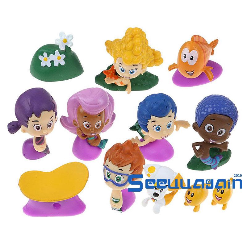 Bộ 12 tượng action figure hình hoạt hình Bubble Guppies Gil Molly Nonny Vinyl