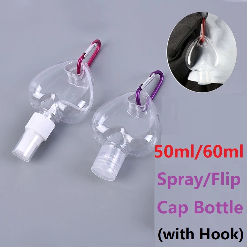 Bình Đựng Nước Rửa Tay Hình Trái Tim Kèm Móc Khóa Sử Dụng Khi Đi Du Lịch