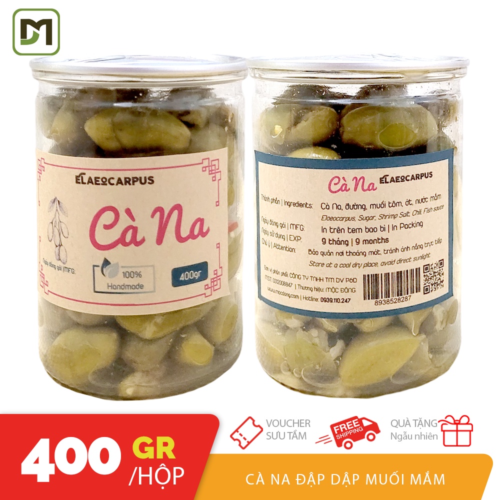 Hộp 400gr cà na đập dập mắm muối ớt tây ninh đủ vị chua cay ngọt chát giòn không chất bảo quản