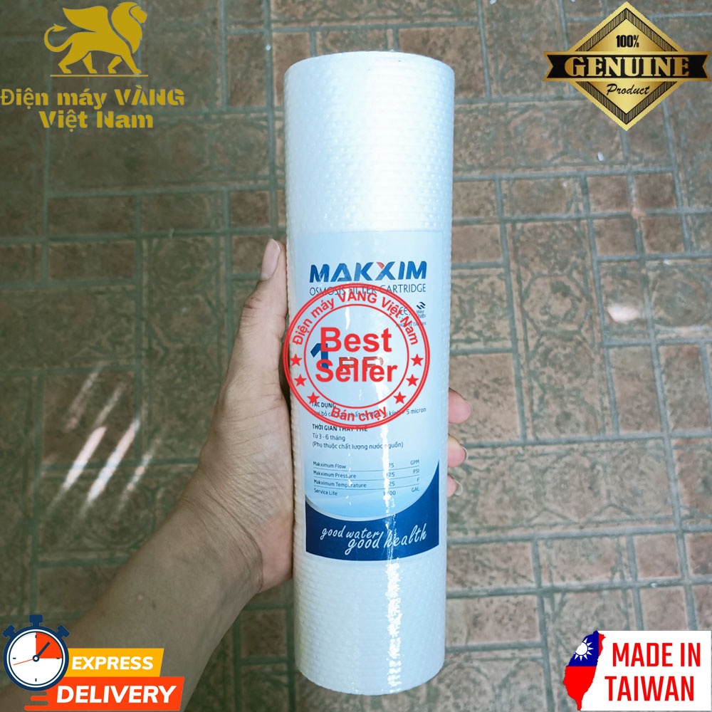 Lõi lọc thô số 1 PP Filter 5 micron Makxim Đài Loan dùng cho máy lọc nước RO
