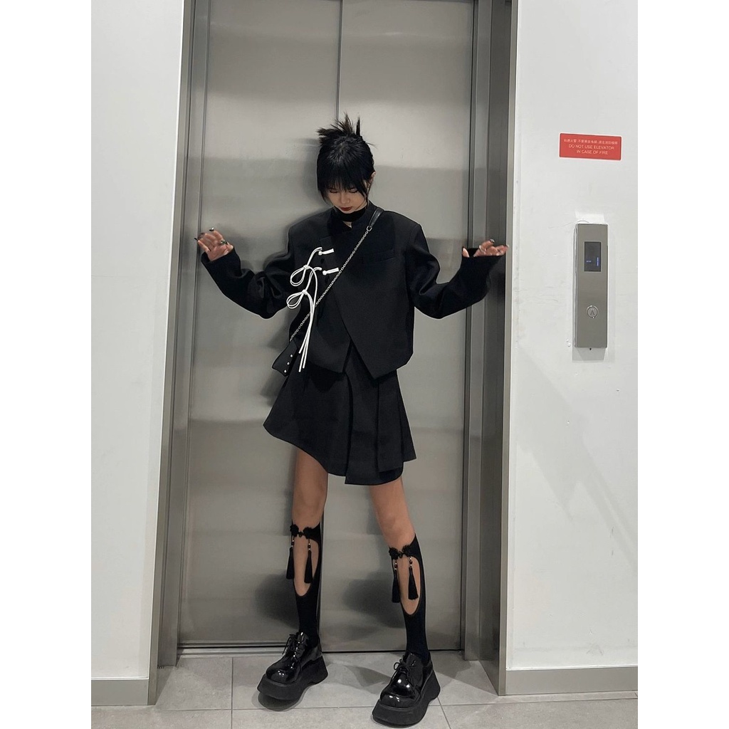 Phong Cách Thu Đông Mới!F &amp; X Bộ Áo Khoác Suit + Chân Váy Ngắn Xếp Ly Kiểu Retro Pháp Thời Trang Mùa Thu Dành Cho Nữ