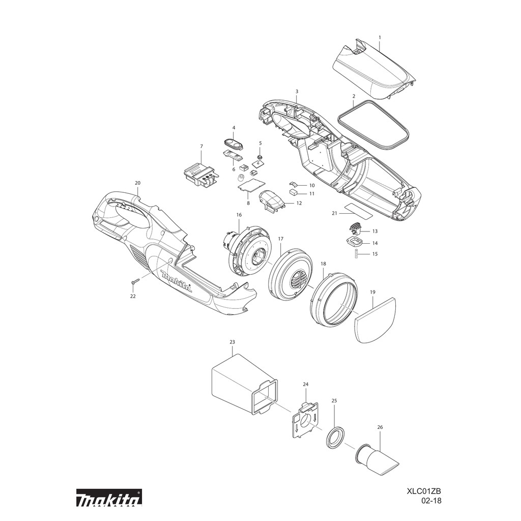 Bộ van máy hút bụi DCL182, CL104/107/121 Makita 141088-2 - Chính Hãng