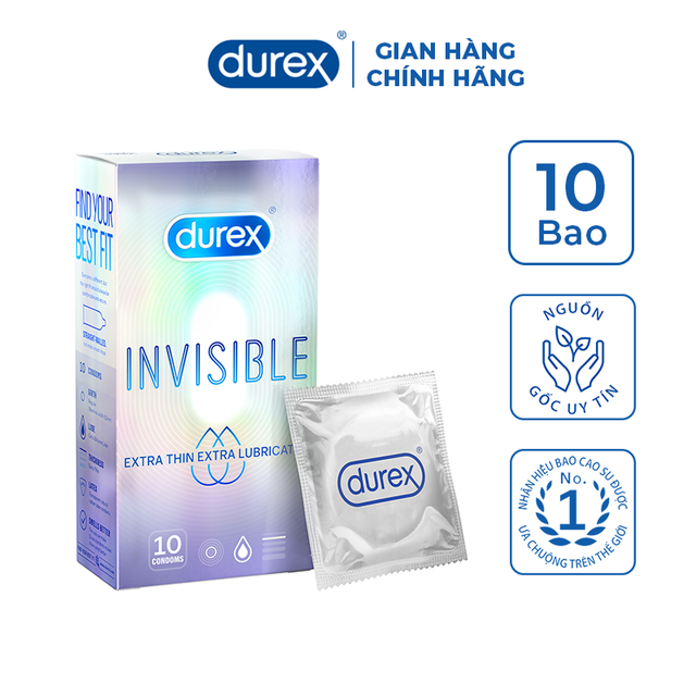 [MÃ COSMALLFM -10% ĐH250k]Bao cao su Durex Extra Thin Extra Lubricated 10 bao