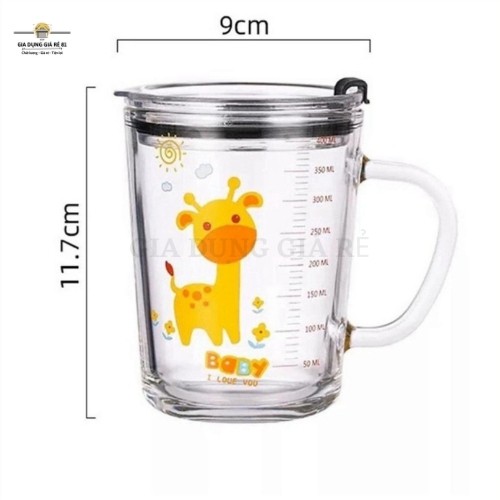 Cốc Giữ Nhiệt Cốc Thủy Tinh Pha Sữa Chia Vạch Kèm Ống Hút Cho Bé 350ml