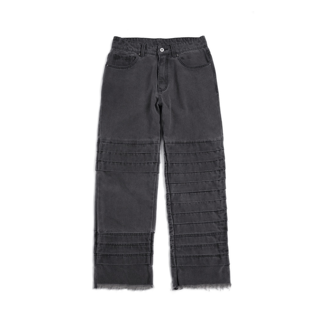 Quần denim kaki "GOLDIE DIVISION" giặt mài xếp ly
