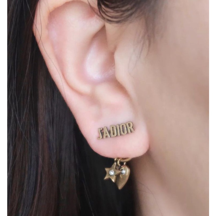 Dior New Brass JADIOR Letters Classical Hearts Love Earrings