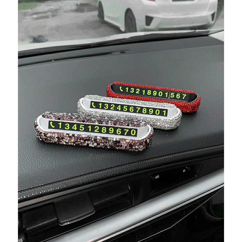 Thẻ ghi số điện thoại đỗ xe phát quang GẮN ĐÁ sang trọng Đặt Taplo ô tô