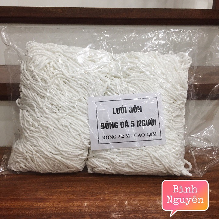 Lưới gôn bóng đá 5 người rộng 3.2m cao 2m - Sợi (1 bộ 2 gôn) cầu môn khung thành màu trắng ngà