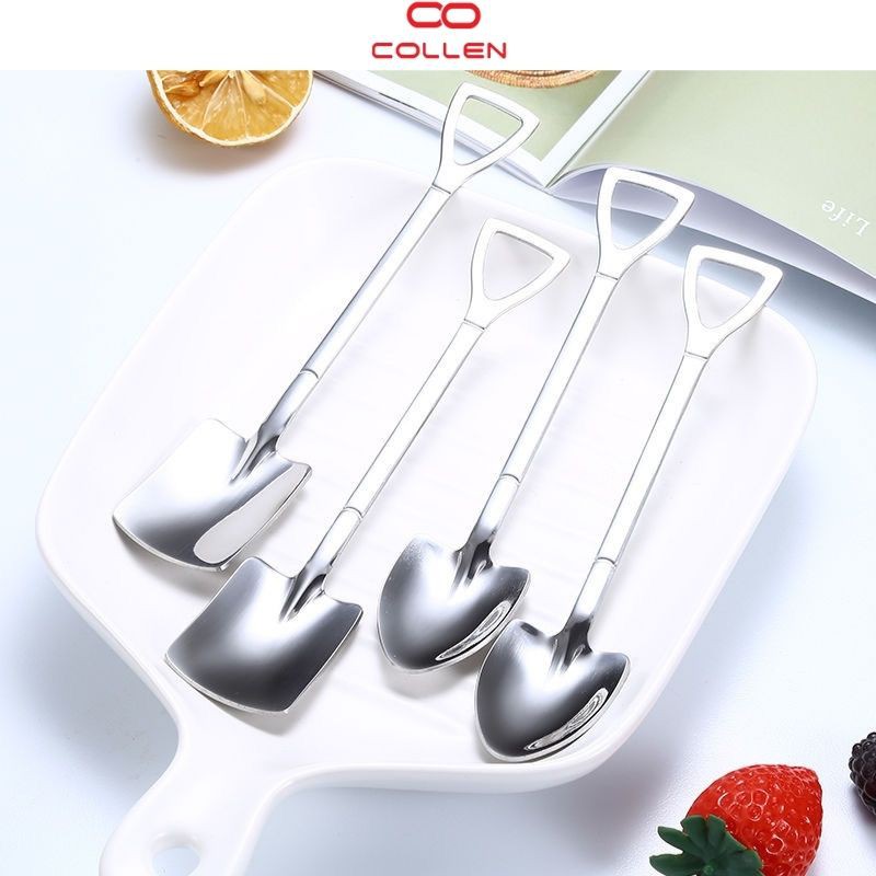 Thìa inox 304 cán dài chất liệu cao cấp, muỗng múc kem hình xẻng tiện lợi COLLEN LIFE