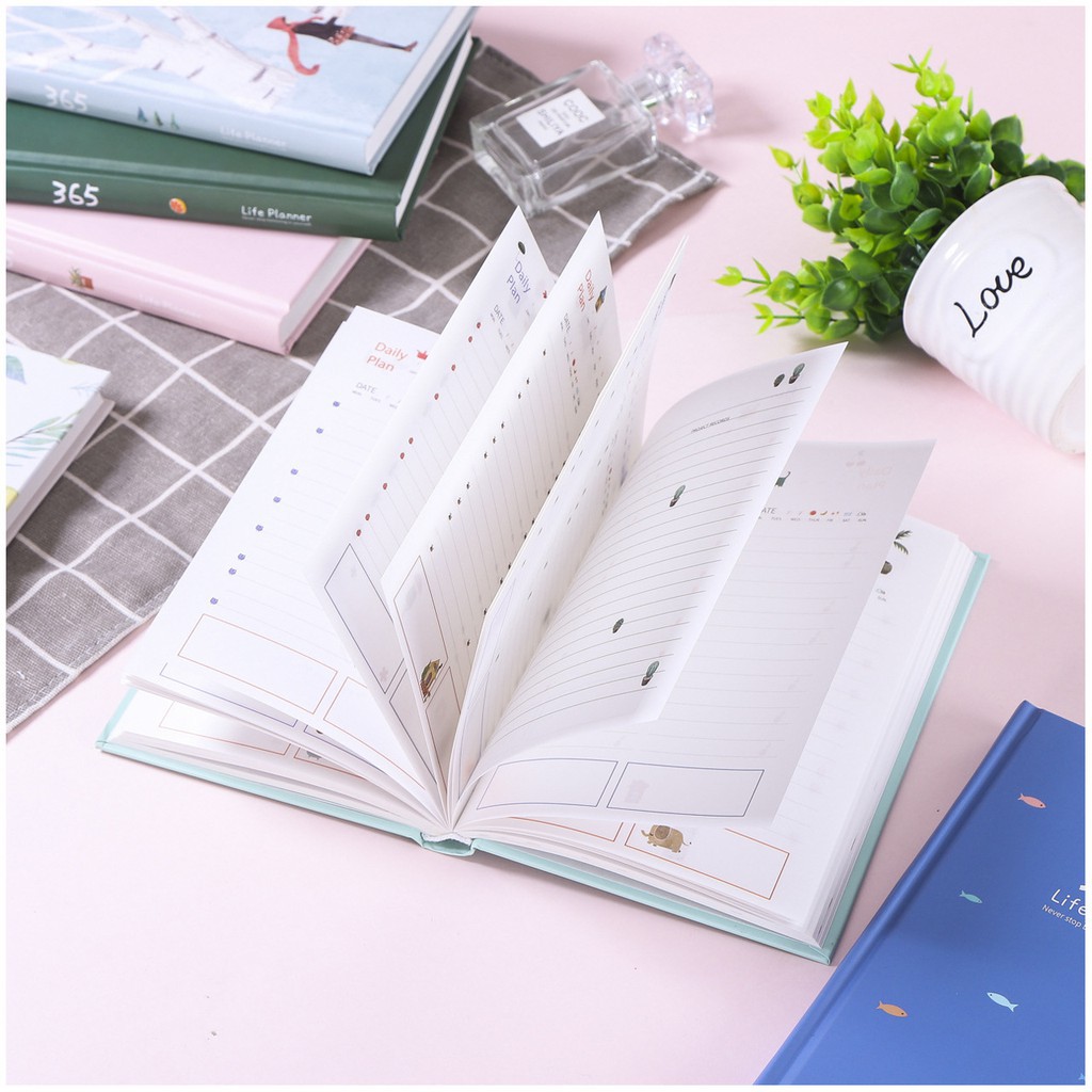 Sổ tay Kế Hoạch Nhật Ký 365 Ngày Life Planner Bìa Cứng | Sổ Bìa Da 360 Trang A5 Cao Cấp