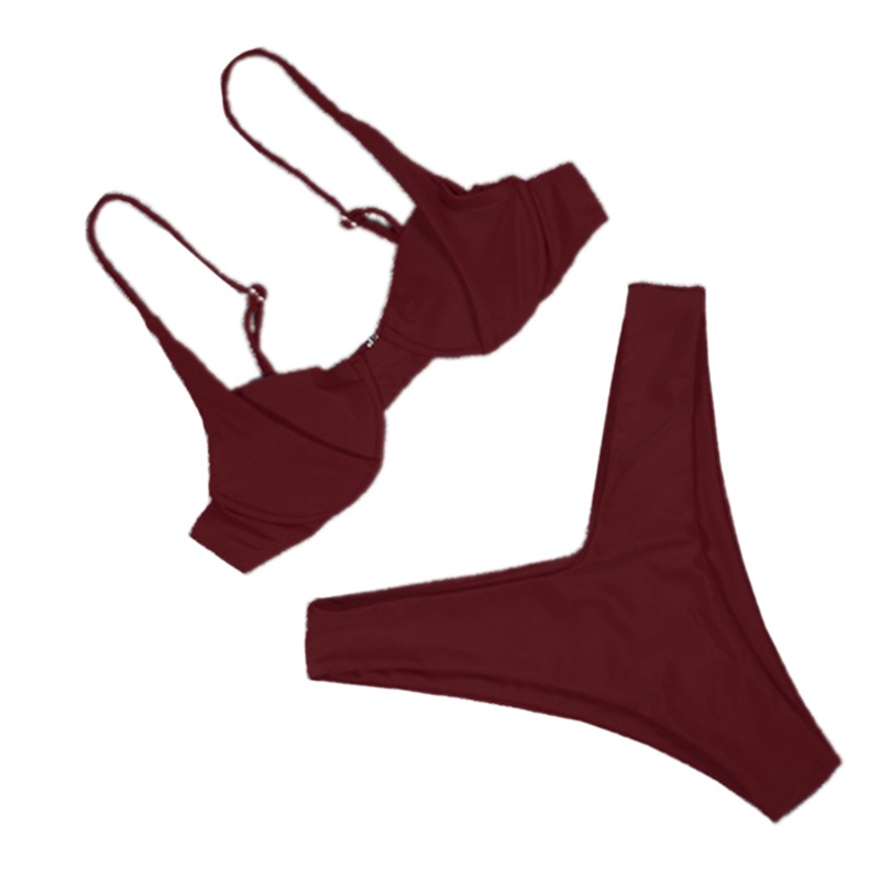 Bikini màu trơn có mút nâng ngực quyến rũ dành cho nữ