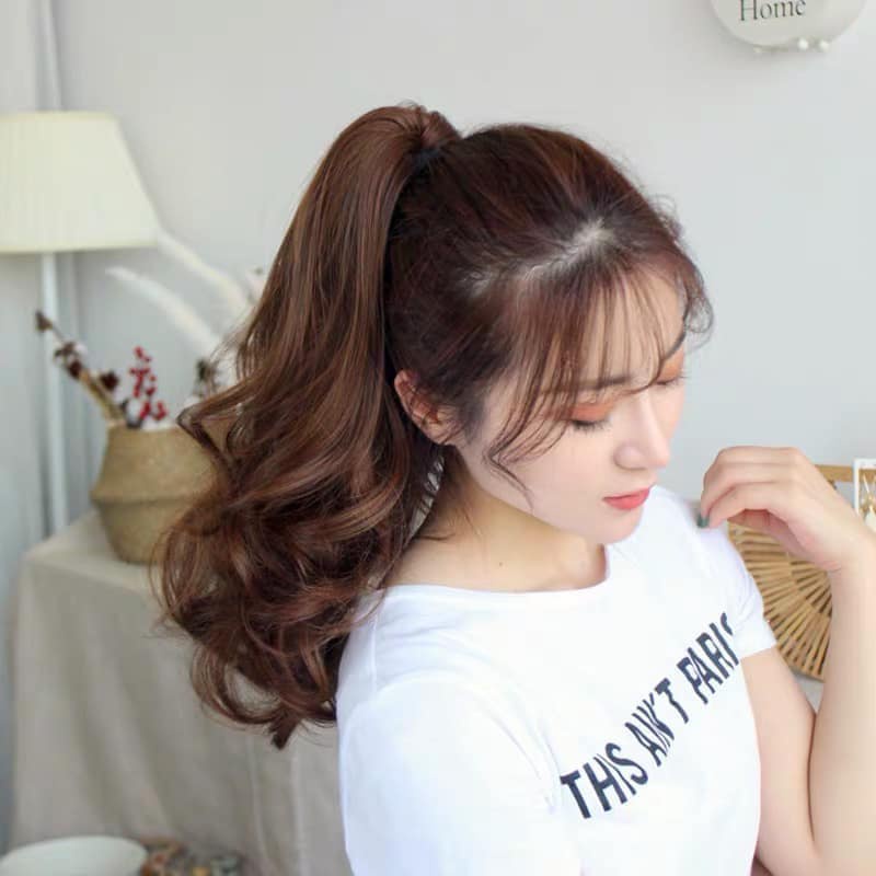Đuôi tóc giả ngoạm xoăn sóng lửng 40cm . Hàng CAO CẤP tóc giả giống tóc thật. Loại dày N52
