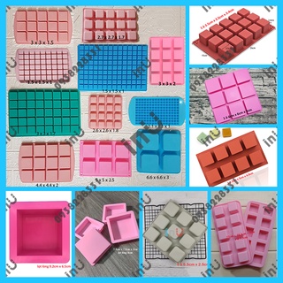HCM - Khuôn silicon vuông nhiều mẫu làm kẹo dẻo, đổ socola, râu câu pudding BSI
