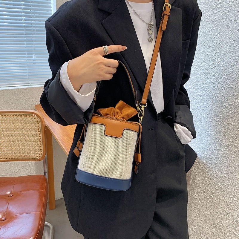 Túi đeo vai bằng vải canvas phong cách retro thời trang 2022