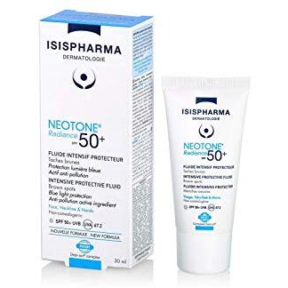 Isispharma Neotone Radiance SPF 50+ (30 ml): Kem chống nắng, mờ nám và sáng da.