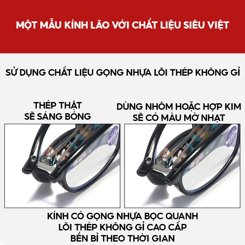 Kính Lão Dành Cho Người Viễn Thị Đọc Sách Có Thể Xếp Gọn Có Nhìu Độ Và Màu Hộp Đựng Bán Riêng LF-129