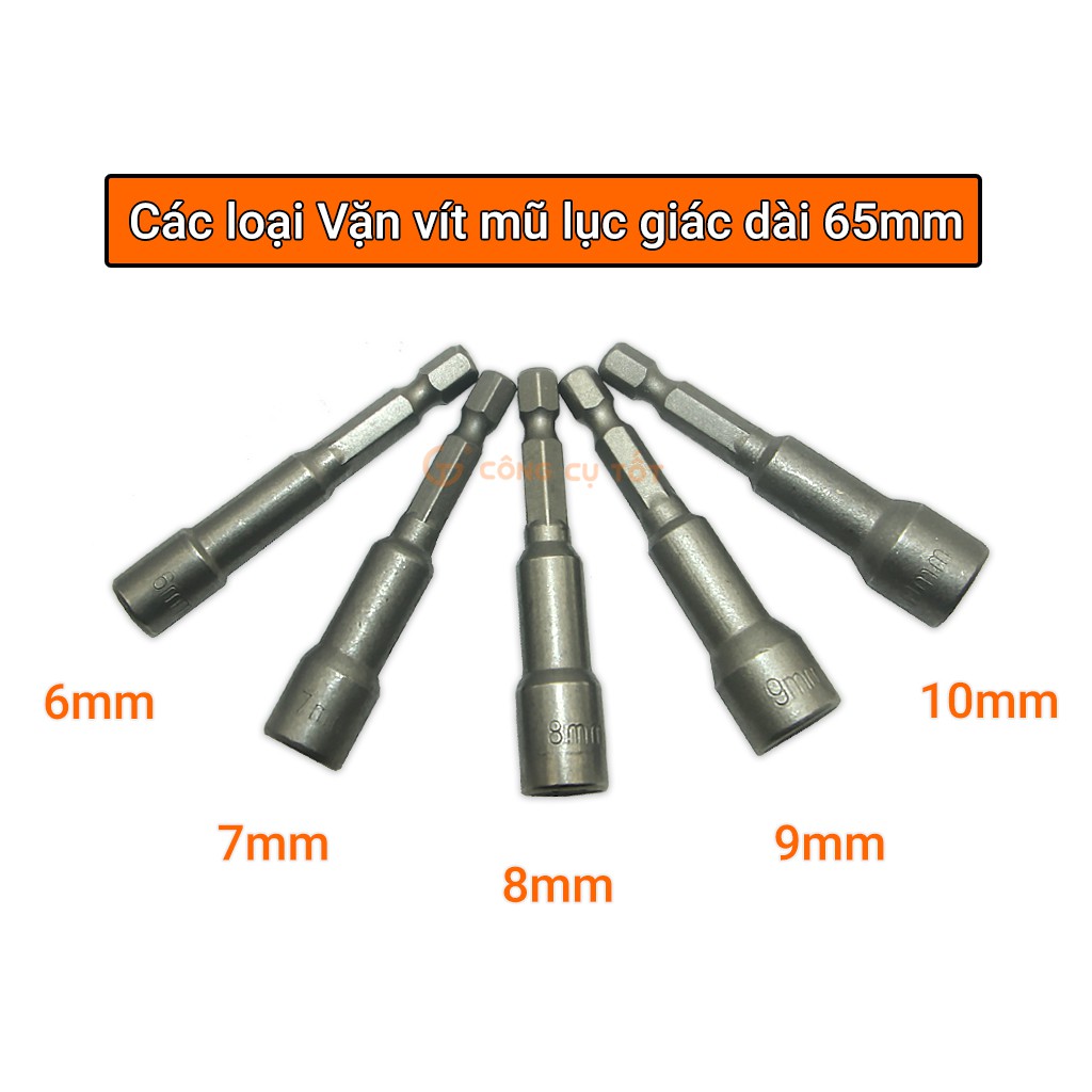 Đầu vặn vít - đầu bắn tôn mũ lục giác chuôi lục thép Cr-V